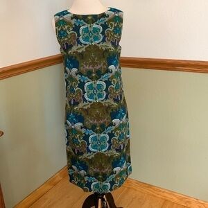 Handmade print sleeveless shift dress size small